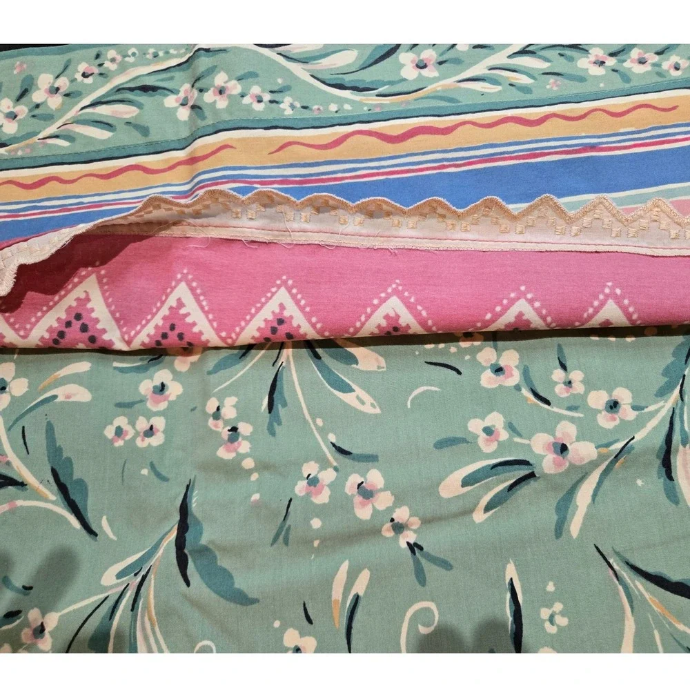Unbranded Floral‎ Valance Green Pink Vintage Cottagecore 26x18 Good